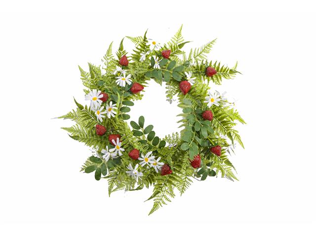 20" DAISY AND STRAWBERRY WREATH